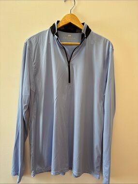 Greyson Light Blue Quarter-Zip Pullover with Black Trim